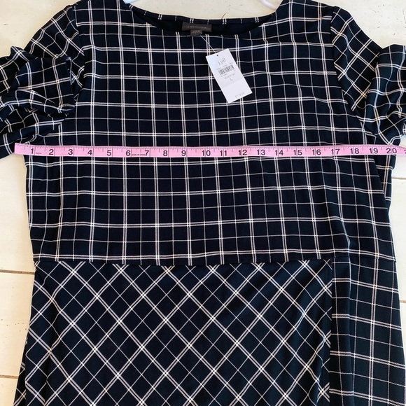 J Jill Wearever Collection Windowpane Sheath Black Dress Womens L Faux Wrap NWT - Picture 8 of 11